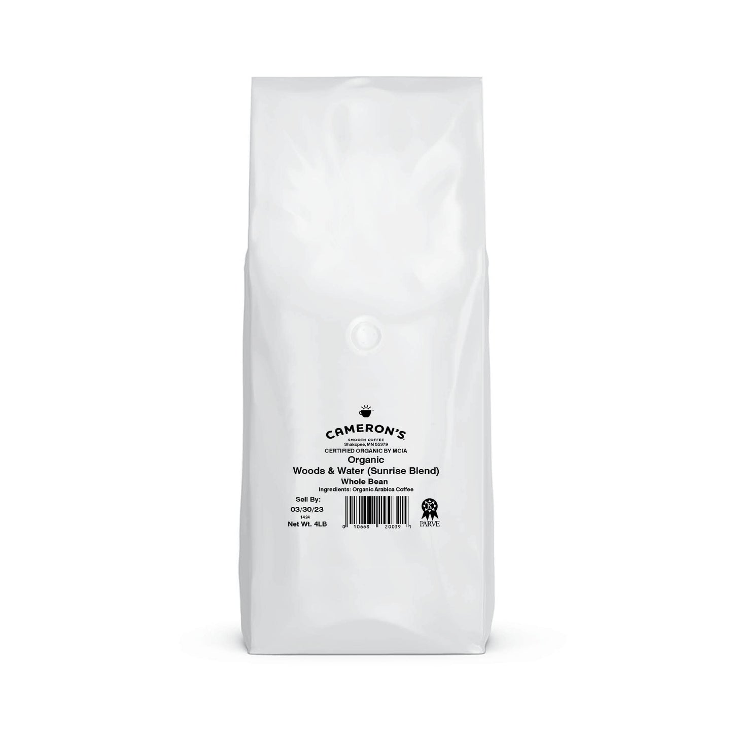 Cameron's Coffee Organic Woods & Water Whole Bean Coffee, Light Roast, 100% Arabica, Bulk, 4-Pound Bag, (Pack of 1)