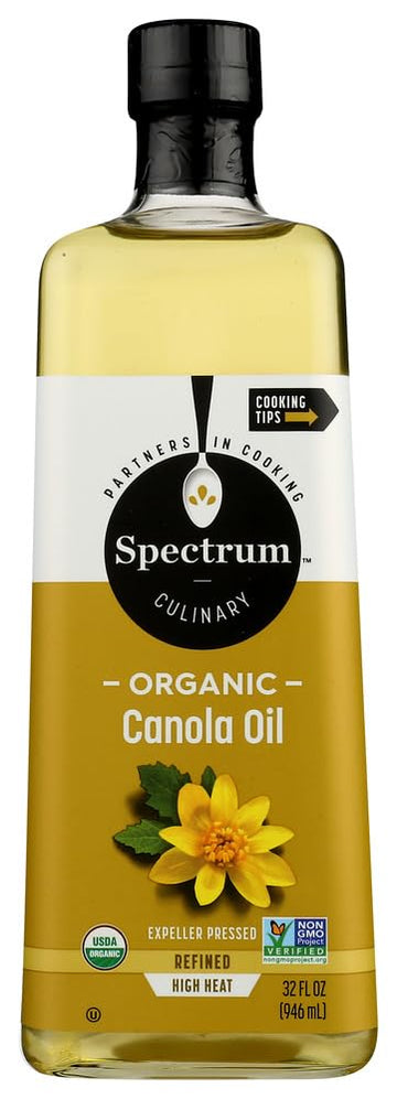Spectrum Culinary, Organic Canola Oil, Refined, 32 Oz (Pack of 12)