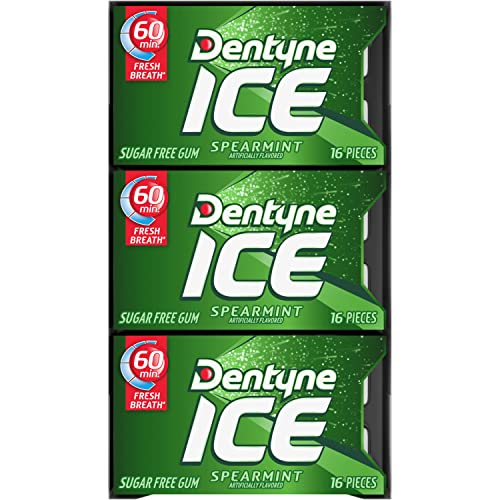 Dentyne Ice Sugar Free Gum (Spearmint 16 Piece Pack of 9)