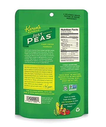 Karen'S Naturals Just Peas, 3.5 Ounce Pouch (Packaging May Vary) All Natural Freeze-Dried Fruits & Vegetables, No Additives Or P