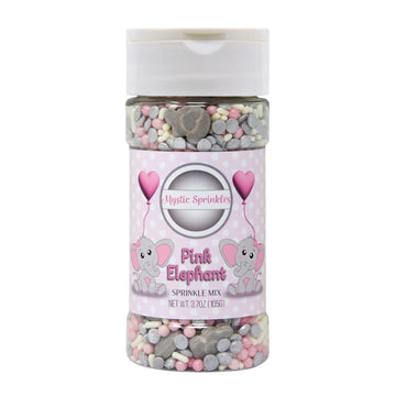 Mystic Sprinkles Baby Shower Sprinkle Mixes (Pink Elephant Sprinkle Mix 3.7Oz)