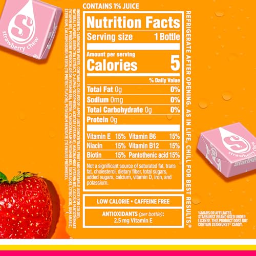 Sparkling Ice STARBURST Strawberry, Zero Sugar Flavored Sparkling Water, with Vitamins and Antioxidants, Low Calorie Beverage, 1