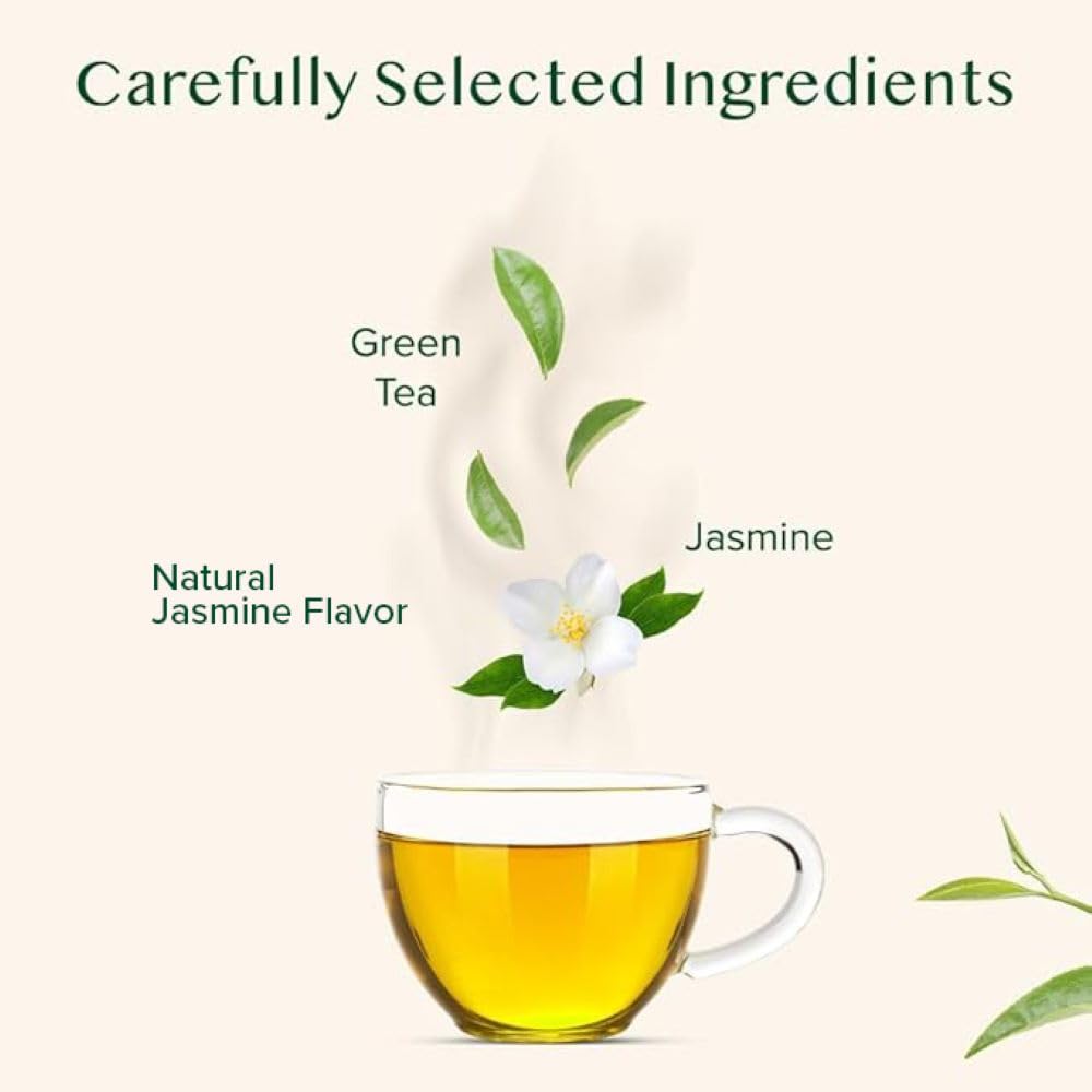 VAHDAM Jasmine Green Tea Bags, 100 Count, Non-GMO, High Grown Green Tea with Pure Jasmine Flowers, Resealable Ziplock Pouch