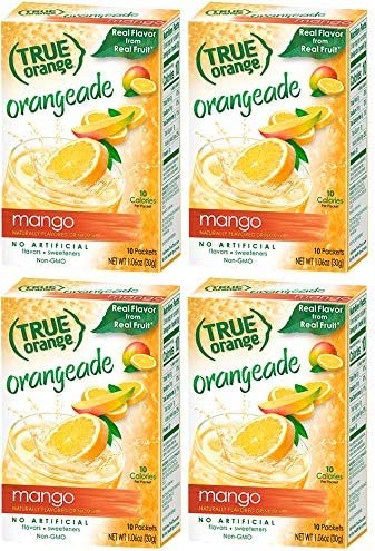 True Citrus Mango Orange Drink Mix, 10-count Pack of 4 with 5 Free Lemonade Sample Sticks
