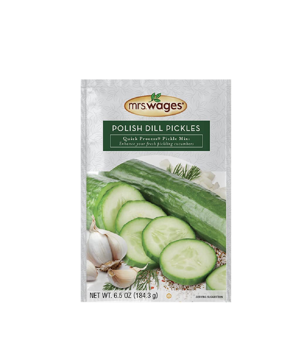 Mrs. Wages Polish Dill Pickles Quick Process Mix, Quick and Easy, Simple-To-Use, Simple Homemade Pickles, Traditional Pickle Fla