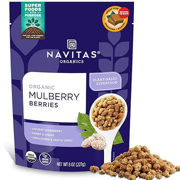 Navitas Organics Mulberries 8 oz. Bag 8 Servings - Organic Non-gMO Sun-Dried gluten-Free Sulfite-Free (Pack of 1)