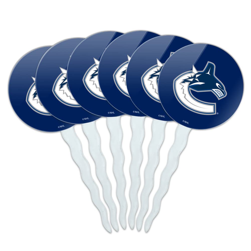 GRAPHICS & MORE Cupcake Picks Set of 6 - Vancouver Canucks Logo - Multi Color - One Size