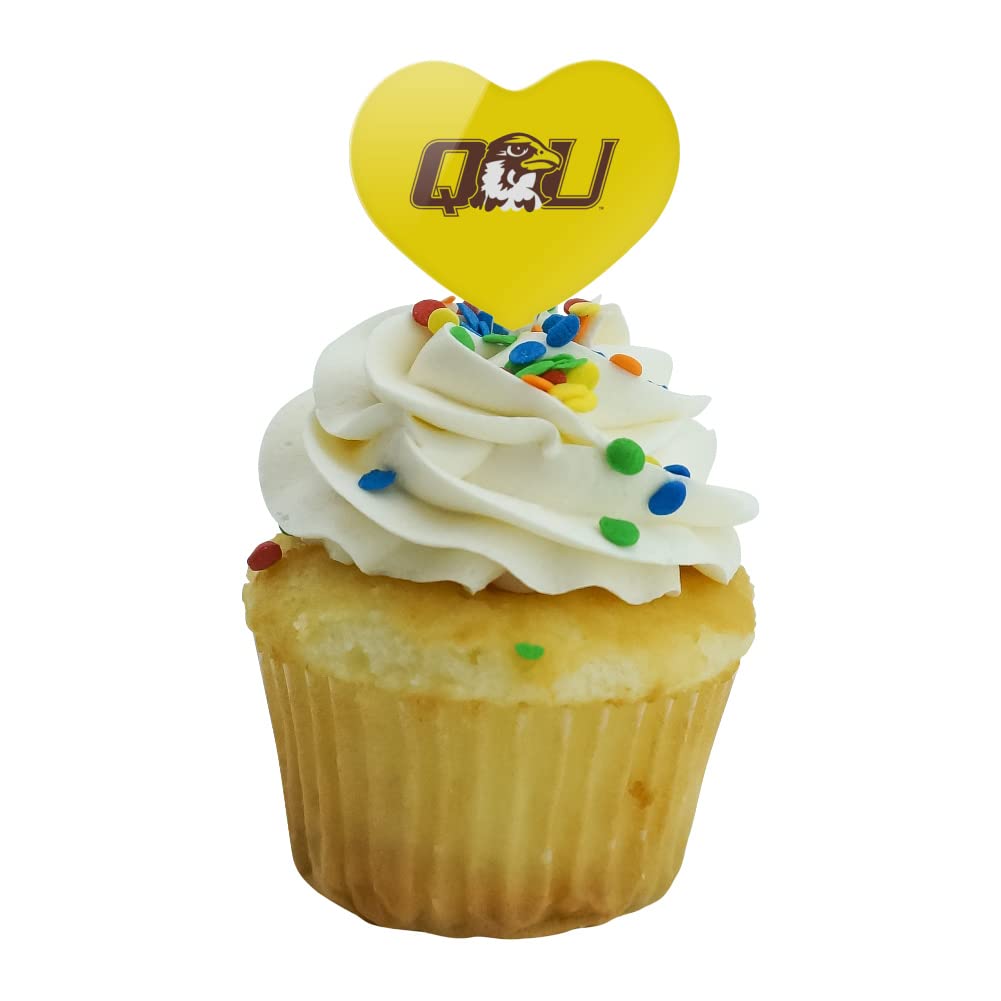 GRAPHICS & MORE Cupcake Picks Set of 6 - Acrylic Heart Toppers - Quincy University