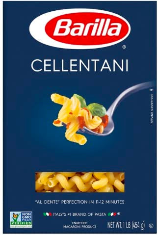 Barilla Pasta, Penne, Rigatoni, Cellentani, and Farfalle, 16 Ounce (Pack of 4) - with Make Your Day Mini Bamboo Spatula