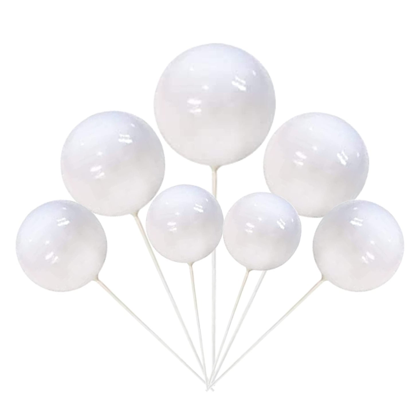 ZHUOWEISM 24 PCS Foam Ball Cake Toppers - White Cupcake Decorations for Baby Shower, Wedding, Engagement, Birthday Party Supplies