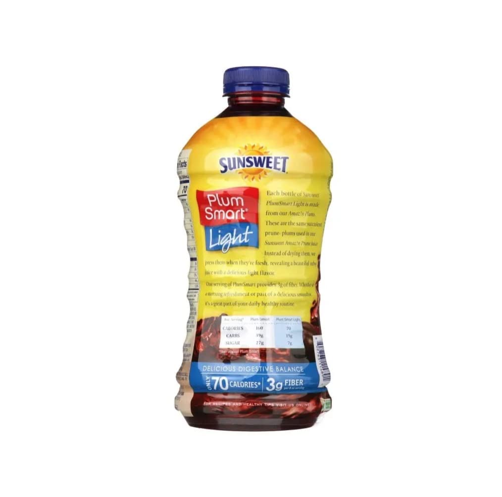 Sunsweet Plum Smart Light For Digestive Health Juice, 48 OZ Bottle (Pack of 2, Total of 96 Oz)
