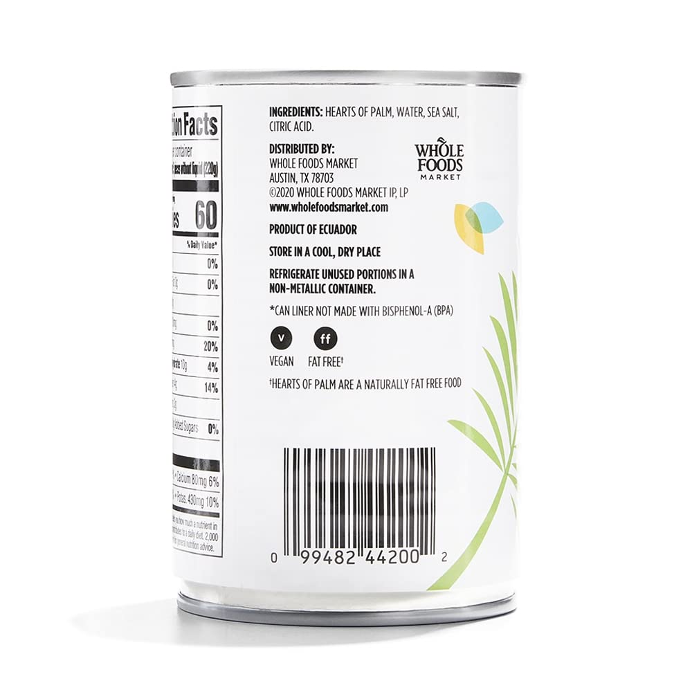 365 by Whole Foods Market Whole Hearts of Palm, 14.1 oz, Vegan, Gluten-Free, Non-GMO