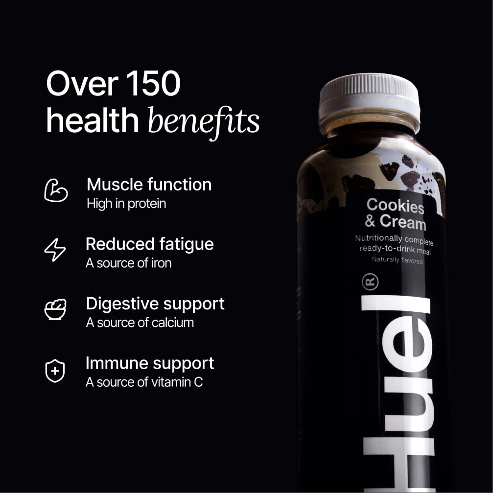 Huel Black Edition Ready-to-Drink | Cookies and Cream Meal Replacement Shake | 35g High Protein Drink | 27 Vitamins & Minerals  Vegan  Gluten Free | Plant Based | High Fiber  Low Sugar | 16.9 Fl Oz  12 Pack