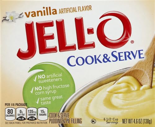 Jell-O Cook & Serve Vanilla Pudding & Pie Filling Mix (4.6 oz Box) (Pack of 4)