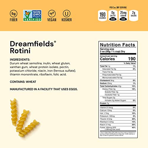 Dreamfields Healthy Pasta Living Rotini, Pack of 12, 13.25 Ounce Boxes
