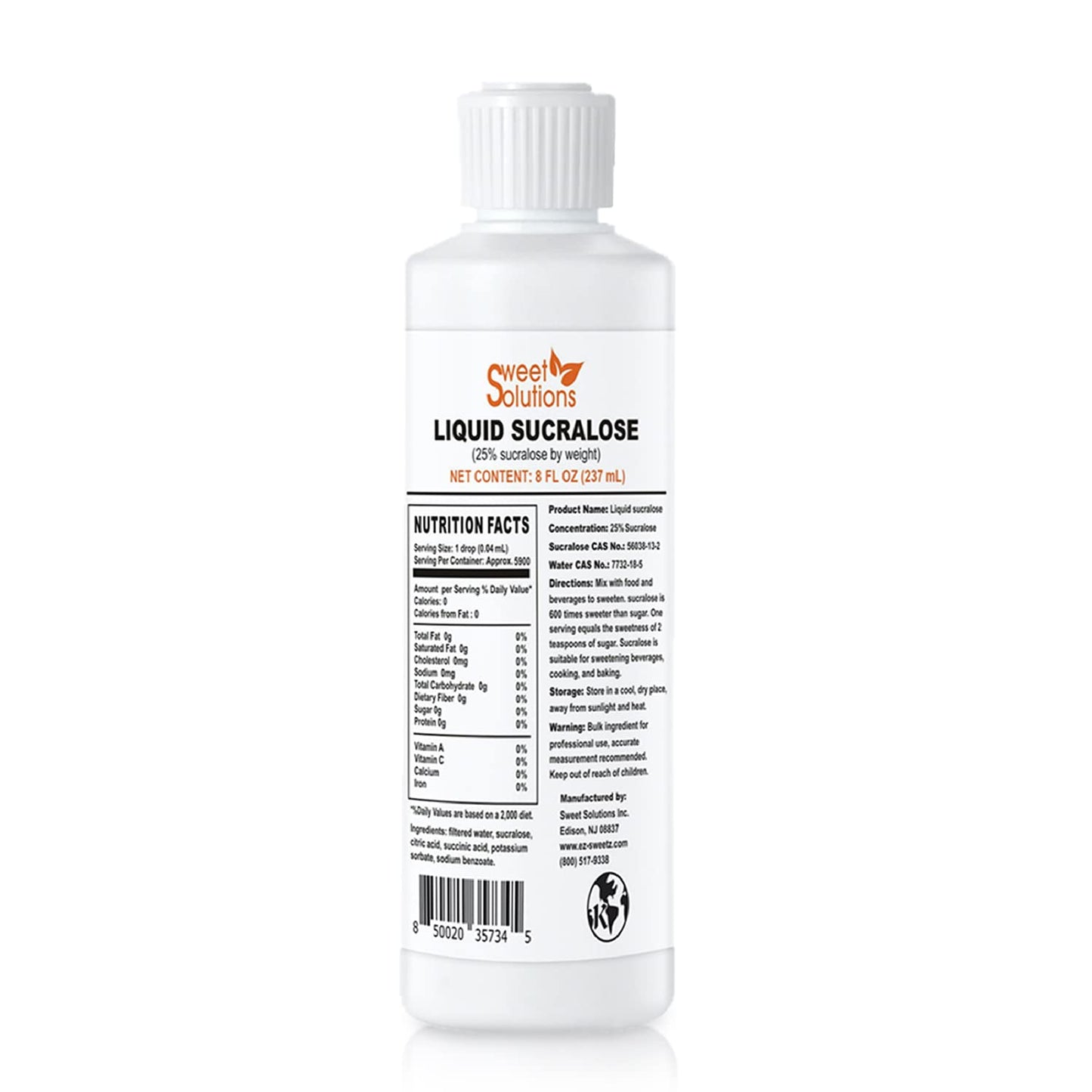 Concentrated Liquid Sucralose Sweetener, 25% Concentrated Sugar Alternative, 8 oz. Bulk for Drinks, Food, and Pastries, Zero Cal