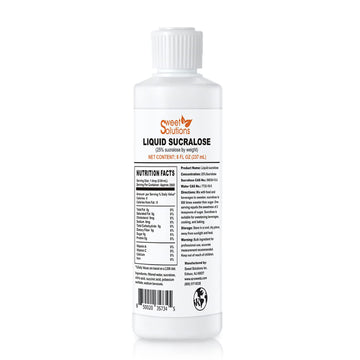 Concentrated Liquid Sucralose Sweetener, 25% Concentrated Sugar Alternative, 8 oz. Bulk for Drinks, Food, and Pastries, Zero Cal