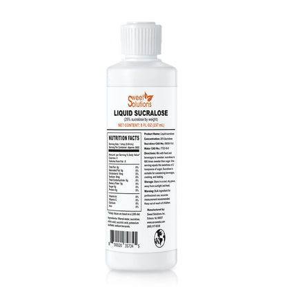 Concentrated Liquid Sucralose Sweetener, 25% Concentrated Sugar Alternative, 8 oz. Bulk for Drinks, Food, and Pastries, Zero Cal