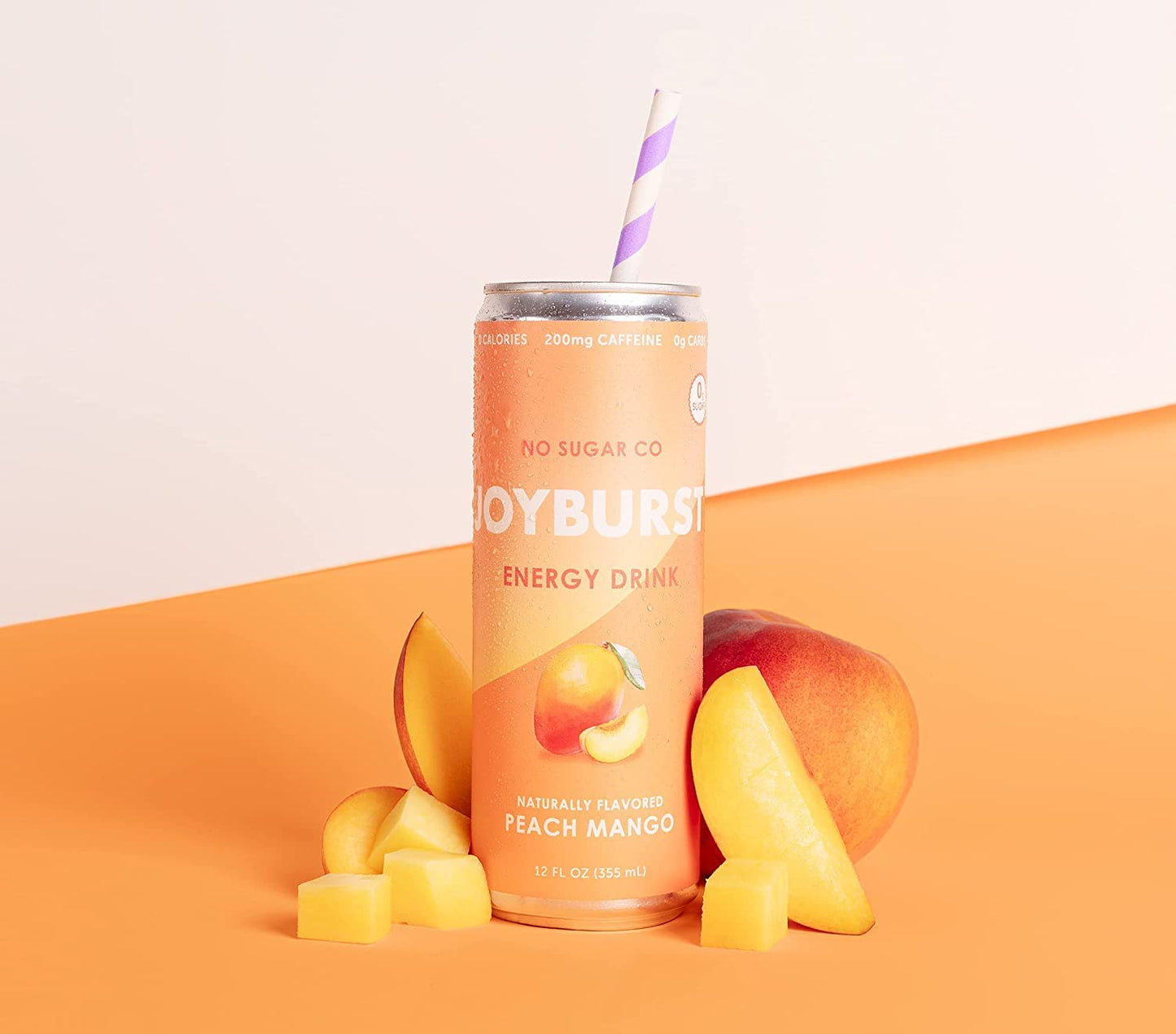 No Sugar Company No Sugar Joyburst Energy Drink, 0 Calorie, Sugar Free, Peach Mango, 12 Packs