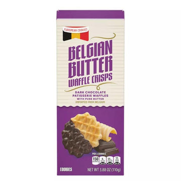 Belgian Butter Waffle Crisp, Dark Chocolate Patisserie Waffles, European Belgium Imported Cookies, Crunchy Thins, Snack Snacking