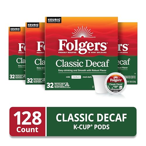 Folgers Classic Decaf Coffee  Keurig K-Cup Pods  128 Count