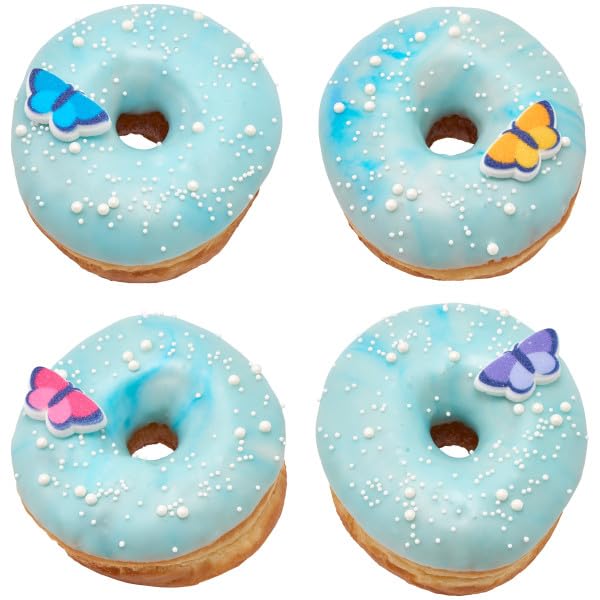 Pink, Yellow, Blue, And Purple Butterfly Edible Sugar Cake Toppers, 12 Count