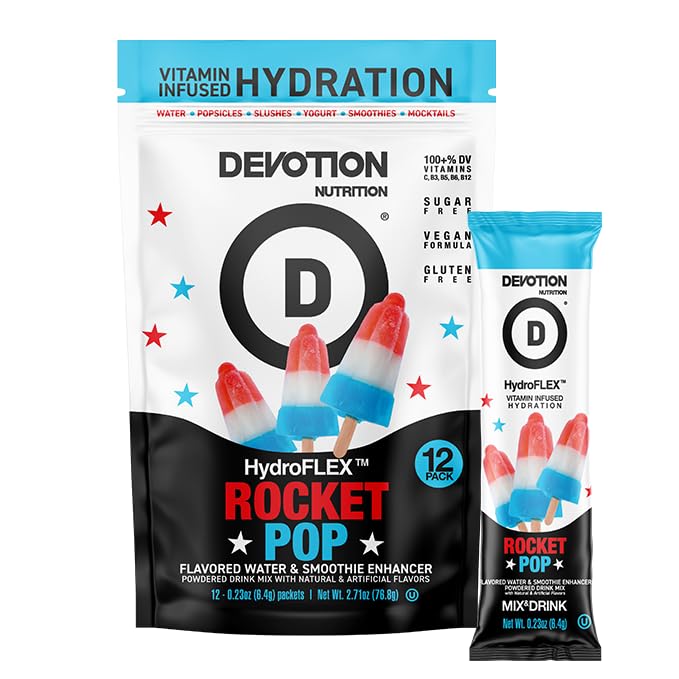 Devotion Nutrition HydroFLEX Water Flavoring Packets - Sugar-Free Hydration with Vitamins & Electrolytes - Dye-Free, Gluten-Free