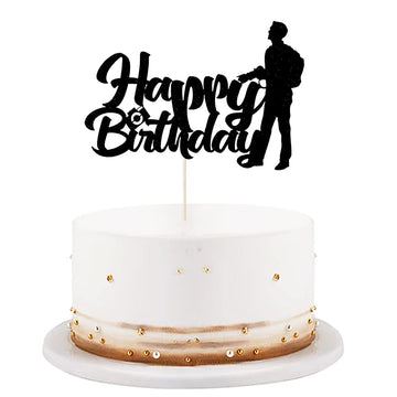 LVEUD Camera Photographer Happy Birthday Cake Topper Black Photography Lovers Party Cake Decorations