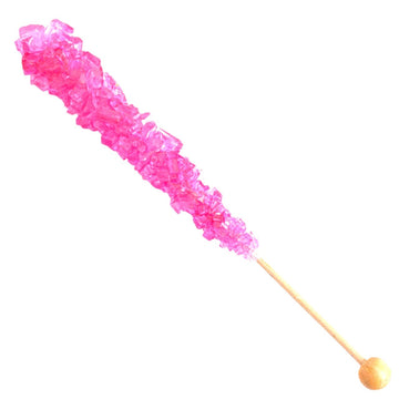 Classic Rock Candy Sticks, Sugar Rock Crystal Lollipops, Individually Wrapped (Pack Of 12, Pink Cherry)