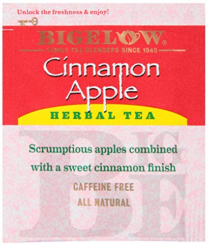 Bigelow Cinnamon Apple Herbal Tea Bags 28-Count Box (Pack Of 3) Cinnamon Apple Hibiscus Flavored Herbal Tea Bags All Natural Non