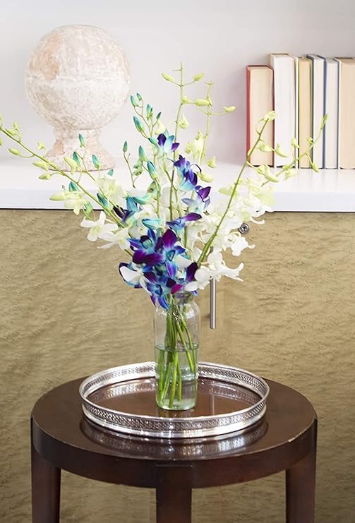 Kabloom Flowers - Mother'S Day Collection - 5 Blue And 5 White Orchid With Vase, Gift For Birthday, Sympathy, Anniversary, Get W