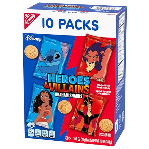 Disney Heroes and Villains Graham Snacks, Custom Cookies Variety Pack, 10-1 oz Kids Snack Packs