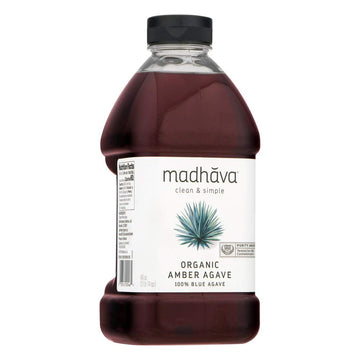 Madhava Naturally Sweet Organic Blue Agave Low-Glycemic Sweetener, Amber Raw, 46 Ounce (Packaging may vary)