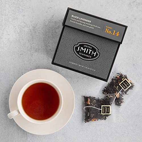 Smith Teamaker Black Lavender No. 14, Caffeinated, Sugar-Free, Sustainably Grown Full Leaf Black Tea Bags, 15 Sachets, 1.32Oz Each