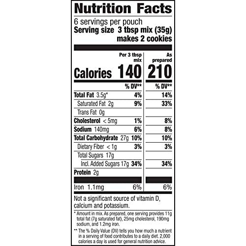 Betty Crocker Chocolate Chip Cookie Mix, Makes (12) 2-inch Cookies, 7.5 oz.