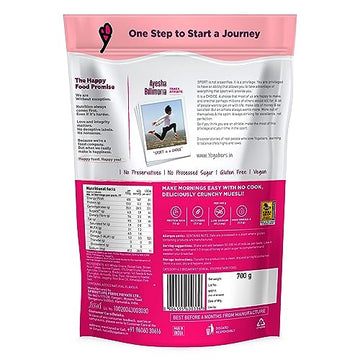 Yogabar Wholegrain Breakfast Muesli Fruits, Nuts + Seeds With Flax And Chia Seeds, 700 G - Whole Grain, High Protein, High Fibre