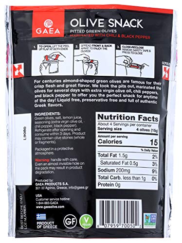 Gaea Snack Olive Grn Chli And Pepp, 2.3 Oz
