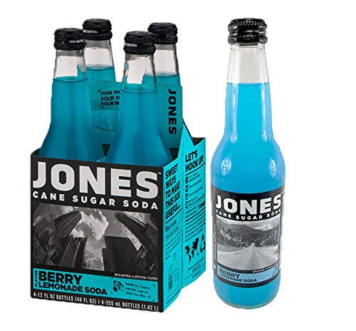 Jones Soda Co. Berry Lemonade Soda Flavor | 100% Cane Sugar Soda | Craft Soda Pop | Soda Soft Drinks | 12 Oz Glass Bottle Soda (