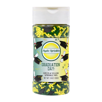 Mystic Sprinkles Graduation Day Sprinkles Mixes (Graduation Day! Green & Yellow Sprinkle Mix 3.8Oz)