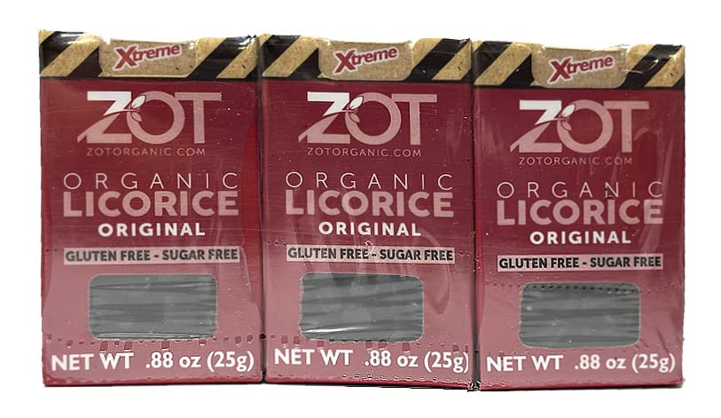 Zot 100% Pure Organic Licorice, Original Fl., 0.88 Ounce Flip Top Box, Set Of 3 Boxes