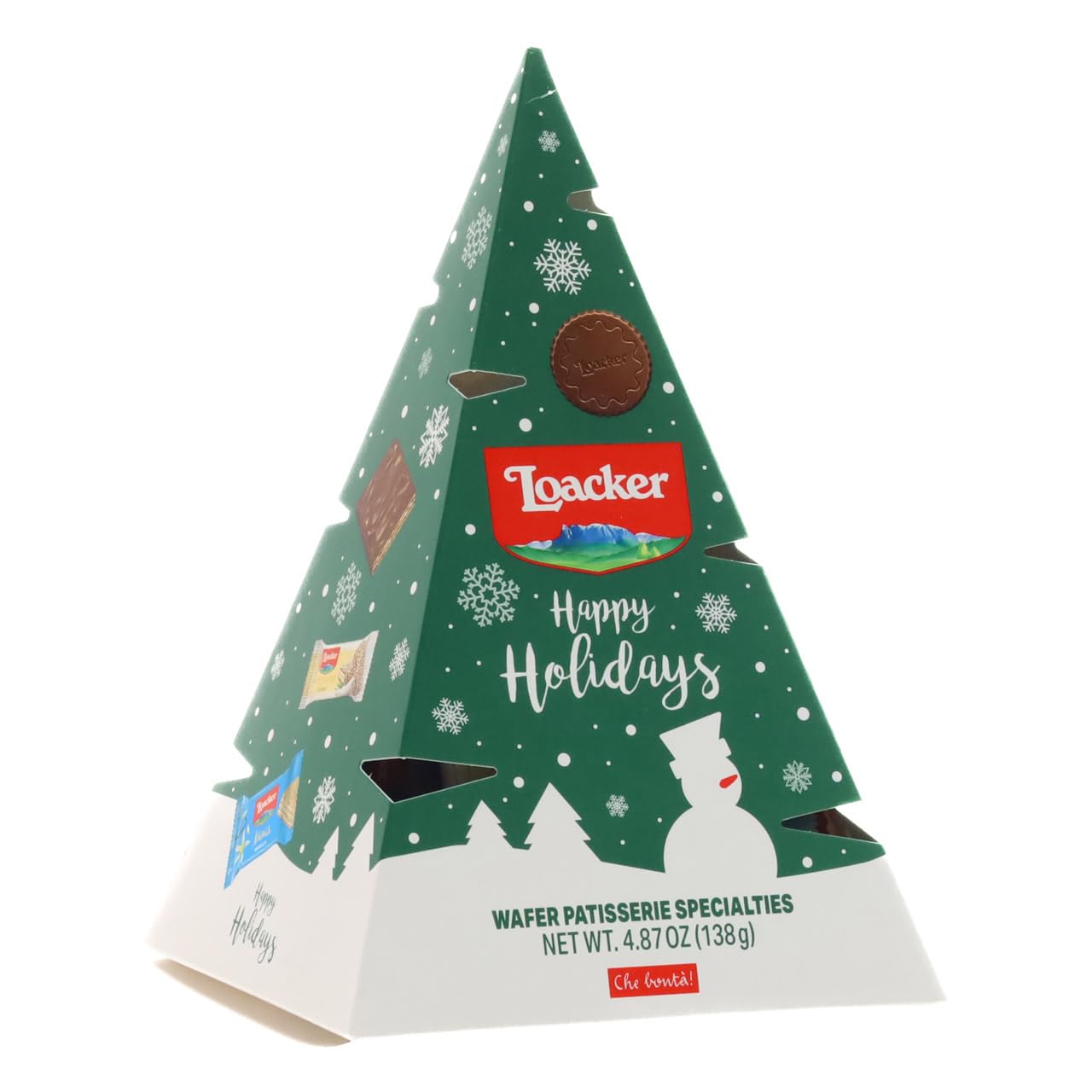 Loacker Christmas Tree, Mix of Wafer & Chocolate Specialties,138g / 4.87 oz., box with Loackers Favorite Individually Wrapped M