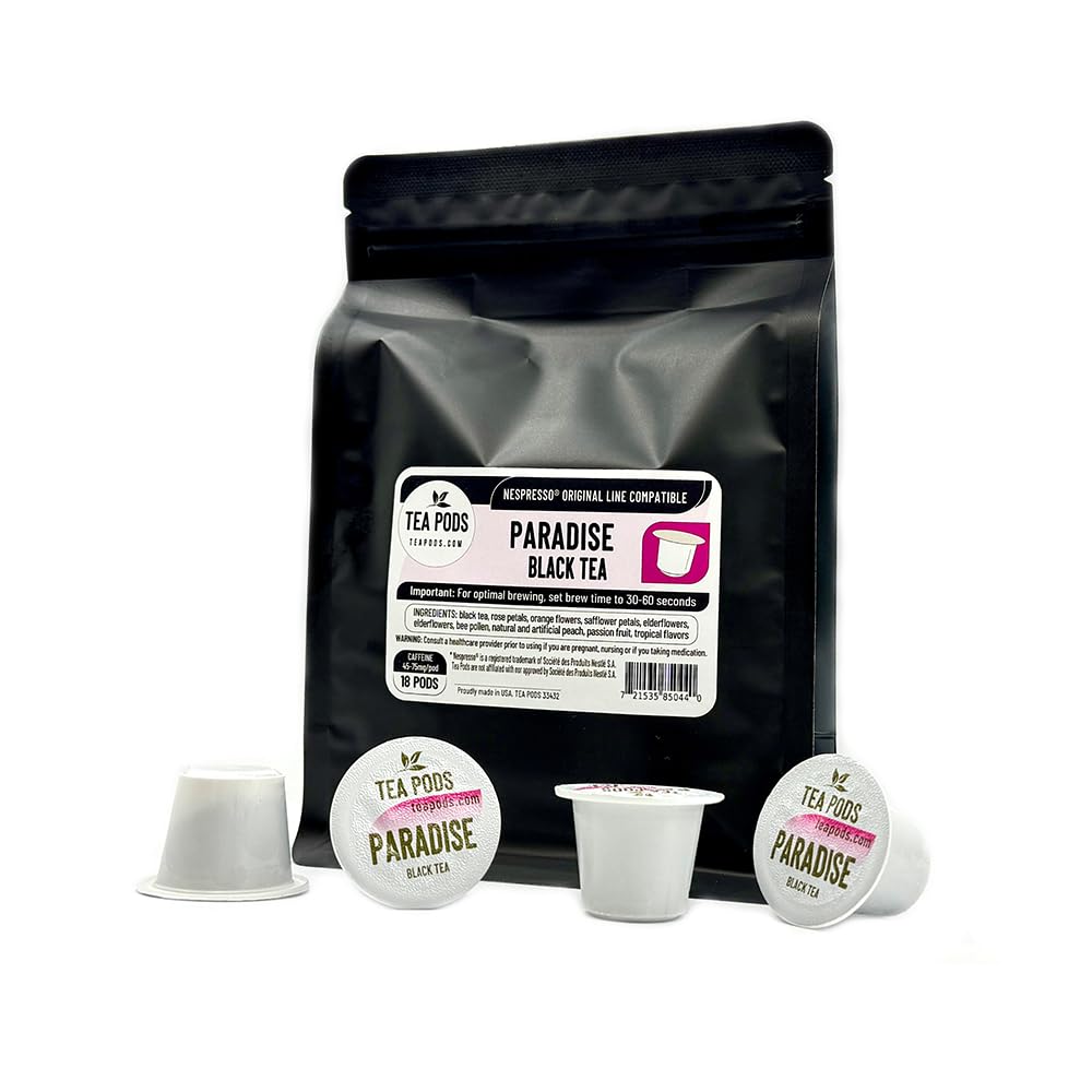 TEA BOQUETE Paradise Black Tea Capsules Compatible with Nespresso OriginalLine - 18 Count