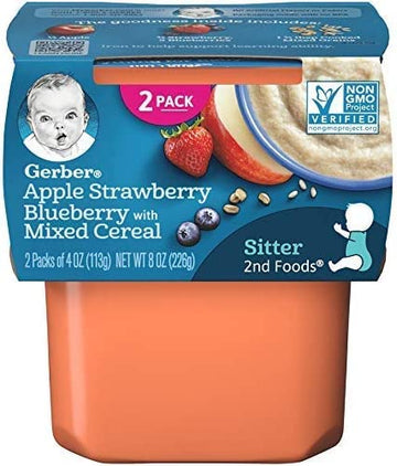 Gerber Natural For Baby 2Nd Foods Apple Strawberry Blueberry 8 Ounce (Pack Of 4)