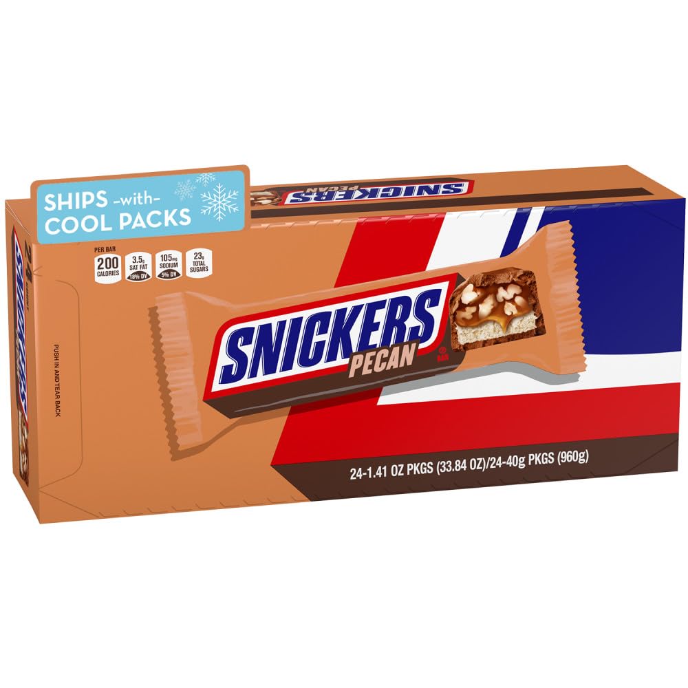 Snickers Pecan Milk Chocolate Candy Bar - Full Size Chocolate Candy Ba ...