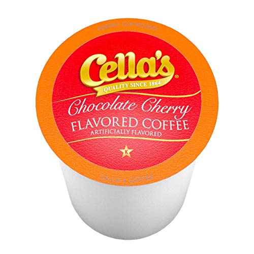 Cellas Chocolate Cherry Coffee Pods, Medium Roast, 40 Count, Compatible with Keurig K Cup malt-inspired