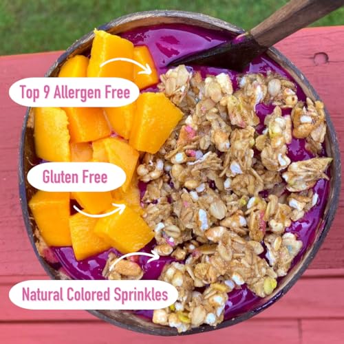 Safe + Fair Birthday Cake Granola - Gluten-Free, Vegan & Plant-Based Snack with Natural Sprinkles - 0g Trans Fat, Non-GMO, Koshe