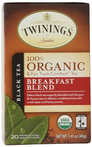 Twinings Of London Organic And Fair Trade Certified Breakfast Blend Tea Bags, 20 Count