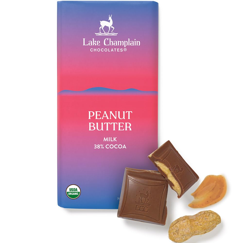 LAKE CHAMPLAIN CHOCOLATES Organic Peanut Butter Chocolate Bar, 3.25 OZ