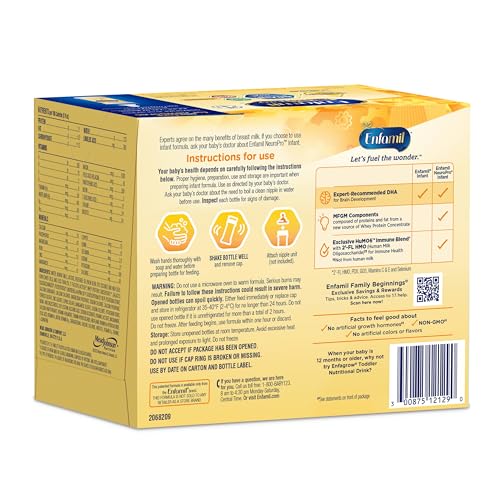 Enfamil Neuropro Ready-To-Use Baby Formula, Ready To Feed, Brain And Immune Support With Dha, Iron And Prebiotics, Non-Gmo, 2 Fl Oz (Pack Of 48)