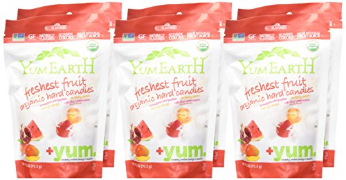 Yummy Earth Organic Candy Drops, Freshest Fruit, 3.3-Ounce Bags ( Packaging May Vary ) (Pack Of 6)